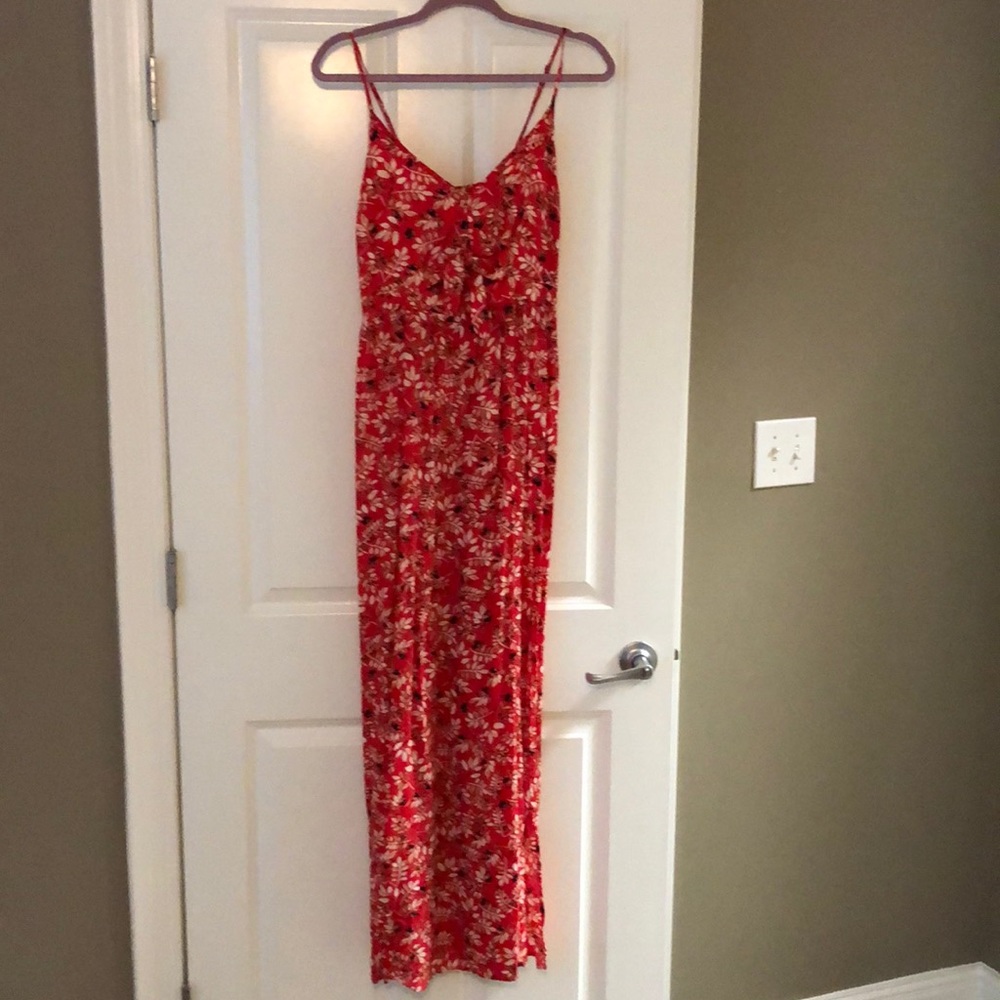 Entro Red floral sexy maxi dress